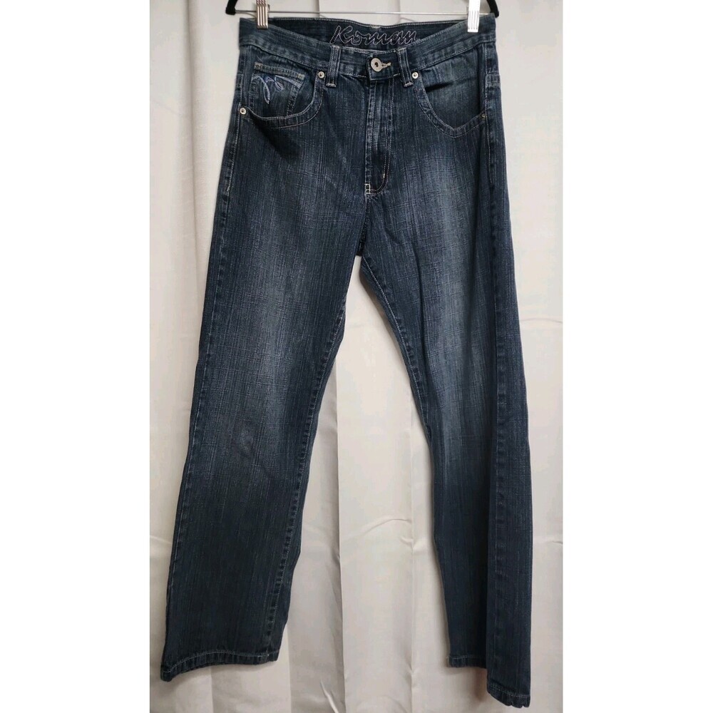 Vintage Koman Jeans Men's 32X31.5  Loose Fit Baggy Y2K Embroidered Denim